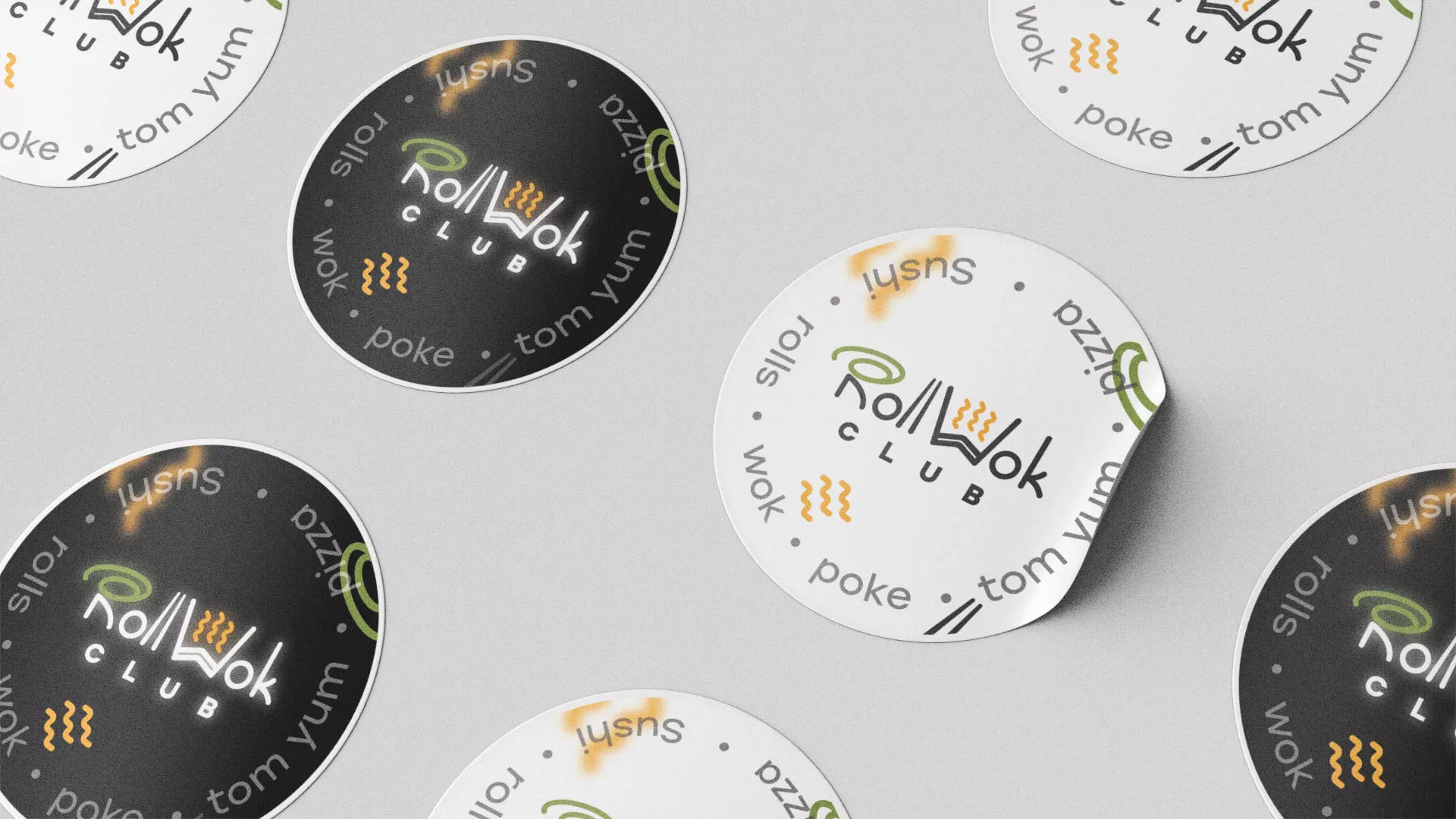 Разработка наклеек для суши-бара «Roll Wok Club» в Иваново